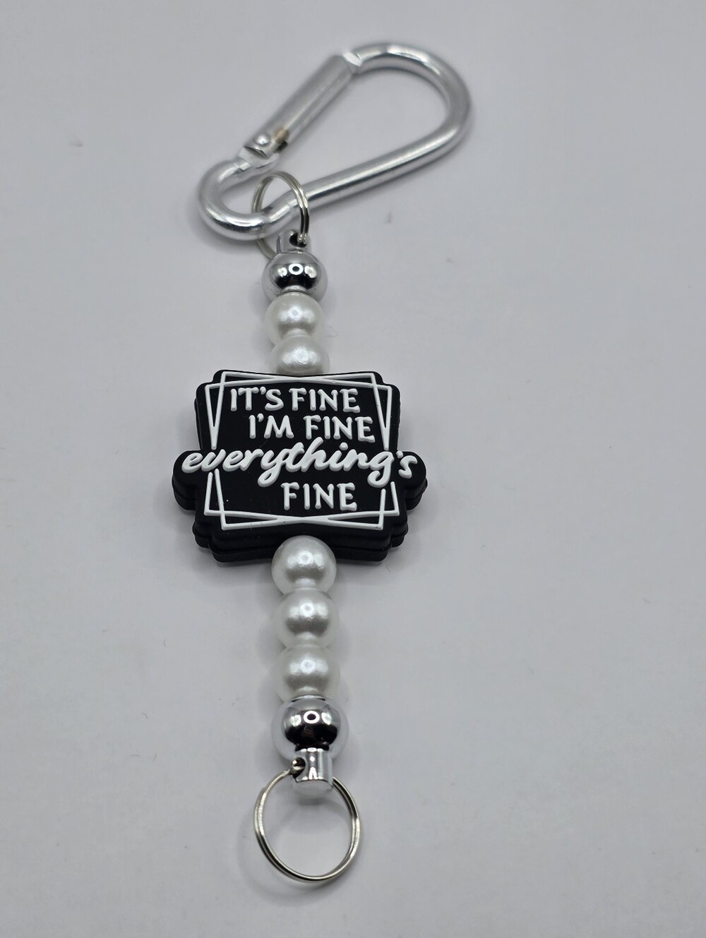 "It's Fine I'm Fine Everything's Fine" Beaded Keychain